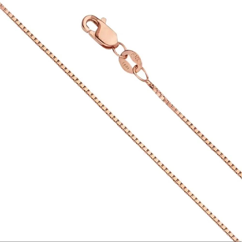 14K Real Gold chain 0.8 mm Rose Gold box chain Necklace | Birthday gift | 20” |